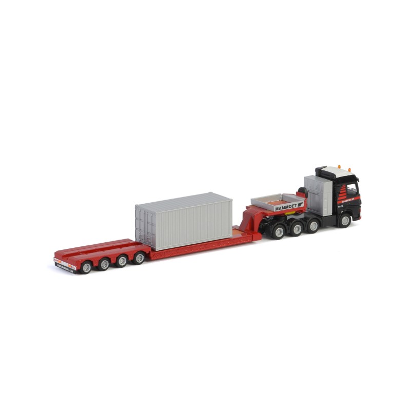 WSI 900033 - Mammoet Volvo FH4 GLOBETROTTER XL 8x4 LOWLOADER - 4 AXLE + 20 FT CONTAINER - Scale 1:87