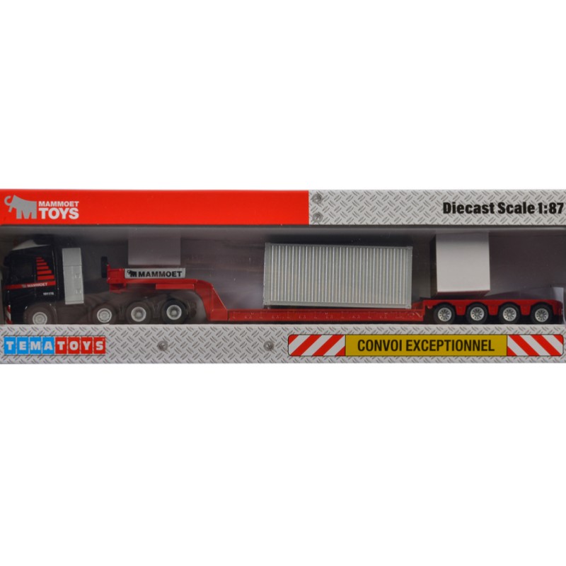 WSI 900033 - Mammoet Volvo FH4 GLOBETROTTER XL 8x4 LOWLOADER - 4 AXLE + 20 FT CONTAINER - Scale 1:87