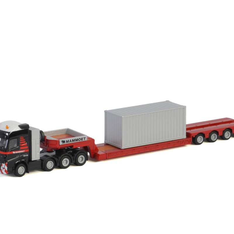 WSI 900033 - Mammoet Volvo FH4 GLOBETROTTER XL 8x4 LOWLOADER - 4 AXLE + 20 FT CONTAINER - Scale 1:87
