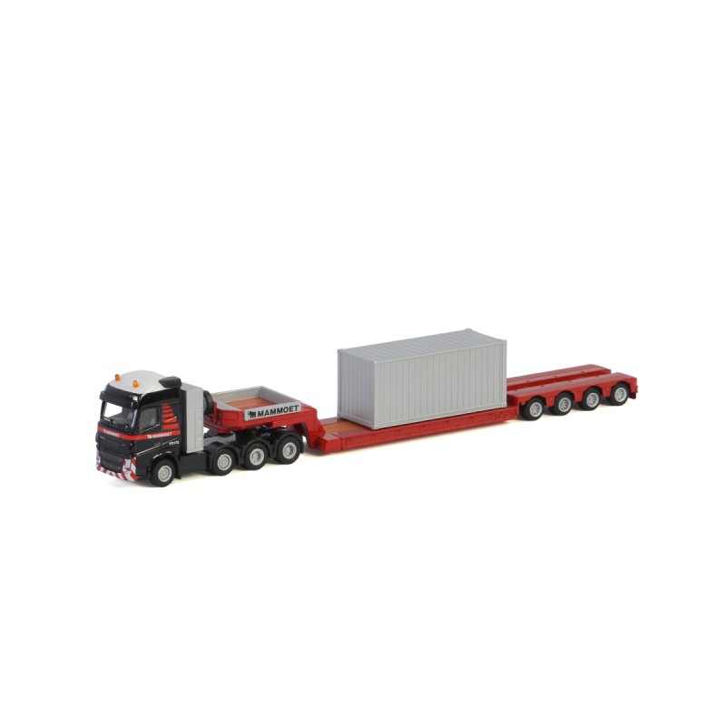 WSI 900033 - Mammoet Volvo FH4 GLOBETROTTER XL 8x4 LOWLOADER - 4 AXLE + 20 FT CONTAINER - Scale 1:87