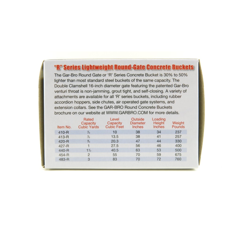 Weiss Brothers WBR002-1902 - Garbro Concrete Bucket - Round Gate - Yellow - Scale 1:50